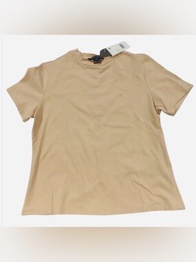 NWT French Connection Ruched/Braided Back Cotton T-Shirt in Sand SZ M